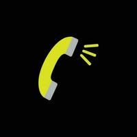 Phone logo symbol yellow, isolated on black background vector