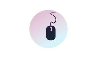 black computer mouse icon, isolated gradient color background vector