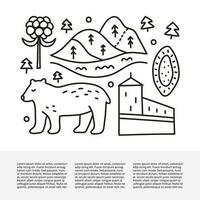 Article template with doodle outline finland icons. vector