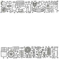 Poster with doodle outline allergy icons. vector