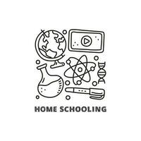 Group of doodle outline education, e-learning icons. vector