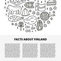 Article template with doodle outline finland icons. vector