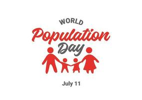 Simple Clean World Population Day Banner With Minimal People Family Logo Icon and Bold Calligraphy Title vector