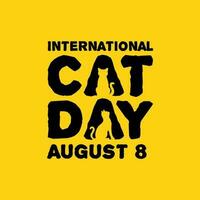 Simple International Cat Day Banner With Cat Silhouette and Bold Logo Title vector