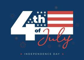 Simple 4th Of July US Independence Day Celebration Banner With US Flag and Fireworks Illustration vector