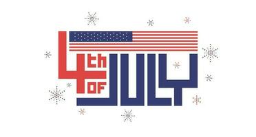 sencillo 4to de julio nosotros independencia día celebracion bandera con cuadrado geométrico tipografía y Estados Unidos bandera vector