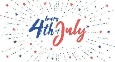 Simple 4th Of July US Independence Day Celebration Banner With Grunge Calligraphy Hand Lettering Style vector