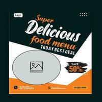 Food social media promotion and banner post design template vector