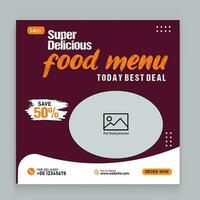 Food social media promotion and banner post design template vector