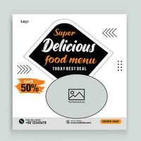 Food social media promotion and banner post design template vector