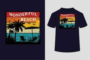 Retro vintage t shirt design,Wonderful beach vector