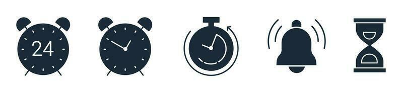 alarm clock icon set Vector. Time and clock, timer icons vector