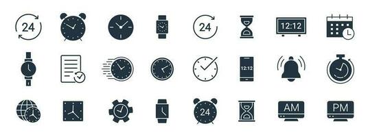 hora y reloj icono colocar, calendario, Temporizador icono ilustración vector