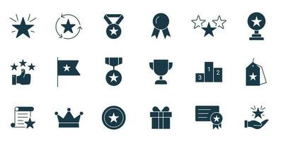 Reward icon set vector. Success icon, Contains icons prize, trophy, winner, gift, loyalty program, bonus card illustration vector