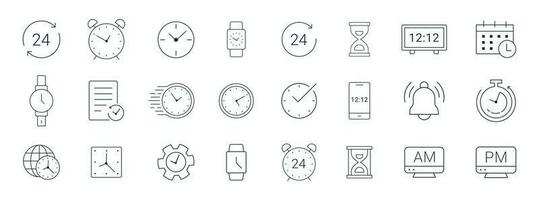 hora y reloj icono colocar, calendario, Temporizador icono ilustración vector