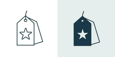 Loyalty price tag icon with a star vector outline illustration