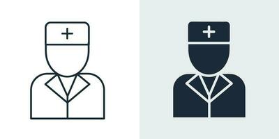 Nurse icon vector in outline style.