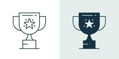 Trophy Award vector icon, Achievement winner Champion Cup reward with star vector illustration