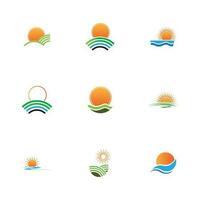 Sunrise logo template. Vector illustration Icon Logo Template Sun over horizon