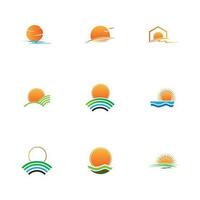 Sunrise logo template. Vector illustration Icon Logo Template Sun over horizon