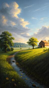 Wonderful light and shadow in a nature scenery environment created with technology photo