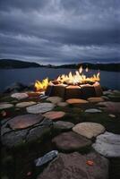 Beautiful view of the flames at night created with technology photo