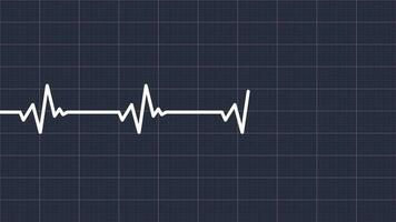 Herzschlag Impuls Bewertung Animation mit Gitter Hintergrund. Elektrokardiogramm piepsend Spur im Herz Bewertung Monitor. Blut Druck Impuls verfolgen. Herz Rhythmus ekg oder EKG. Überwachung geduldig Gesundheit Zustand. video