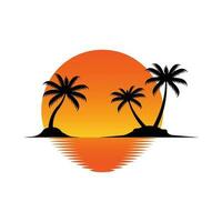 Ilustración de vector de plantilla de logotipo de verano de palmera