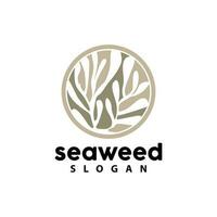 Seaweed Logo, Underwater Plant Vector, Simple Leaf Design, Illustration Template Symbol Icon vector