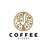 coffee bean drink logo design in brown color vector illustration