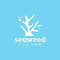 Seaweed Logo, Underwater Plant Vector, Simple Leaf Design, Illustration Template Symbol Icon vector