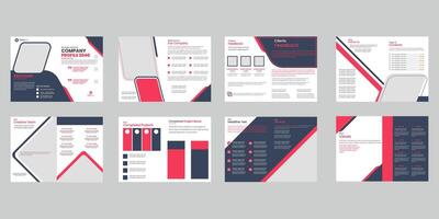 empresa perfil, volantes colocar, a4, folleto creativo diseño, cubrir, informe, de múltiples fines plantilla, espalda y dentro páginas, de moda minimalista diseño, vertical a4 formato vector