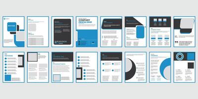 flyer, company profile, Brochure creative design set, Multipurpose template with cover, back and inside pages, Trendy minimalist flat design, Vertical a4 format vector