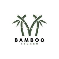 Bamboo Logo, Green Plants Vector, Simple Minimalist Design, Illustration Template vector