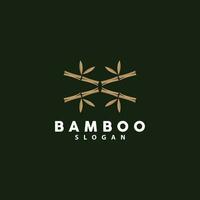 Bamboo Logo, Green Plants Vector, Simple Minimalist Design, Illustration Template vector