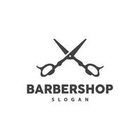 Barbershop Logo, Scissors Vector, Retro Vintage Minimalist Typography Ornament Design vector