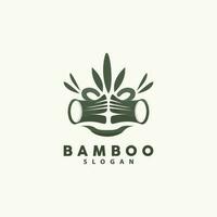 Bamboo Logo, Green Plants Vector, Simple Minimalist Design, Illustration Template vector