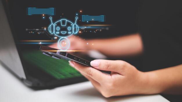 Chatbot are assistant conversation for provide access to data growth of business in online network, Robot application and global connection, AI, Artificial intelligence. photo