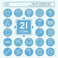 Icon Set Celtic. related to Celebration symbol. blue eyes style. simple design editable. simple illustration vector