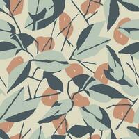 Vector leaf and branches with polka dots illustration seamless repeat pattern