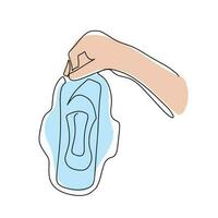 The female sanitary pad icon is highlighted on a white background. Sanitary napkin is a modern one-line icon for a website or mobile application. Vector