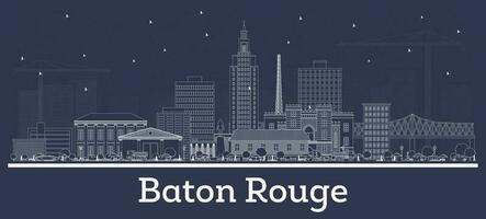 Outline Baton Rouge Louisiana City Skyline with White Buildings. vector