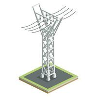 Isometric High Voltage Transmission Line. Element of Distribution Chain. vector