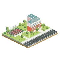 Residential Building Isometric Vector Illustration.