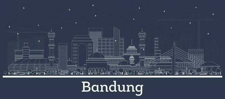 contorno Bandung Indonesia ciudad horizonte con blanco edificios Bandung paisaje urbano con puntos de referencia vector