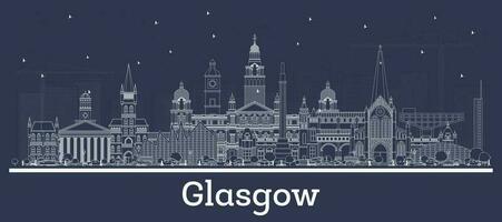 Outline Glasgow Scotland City Skyline with White Buildings. vector