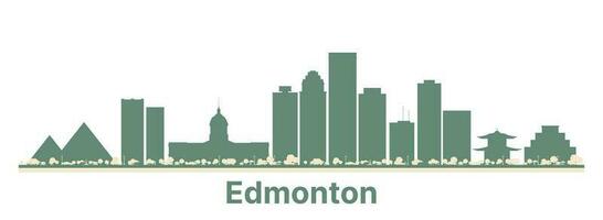 Abstract Edmonton Canada City Skyline with Color Buildings. vector