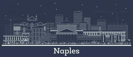 Outline Naples Italy City Skyline with White Buildings. vector