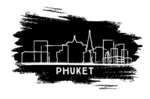 Phuket Thailand City Skyline Silhouette. Hand Drawn Sketch. vector