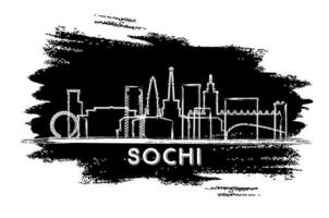 Sochi Rusia ciudad horizonte silueta. mano dibujado bosquejo. vector